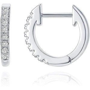 14K Gold Plated Cubic Zirconia Cuff Earrings Huggie Stud White Gold Plated